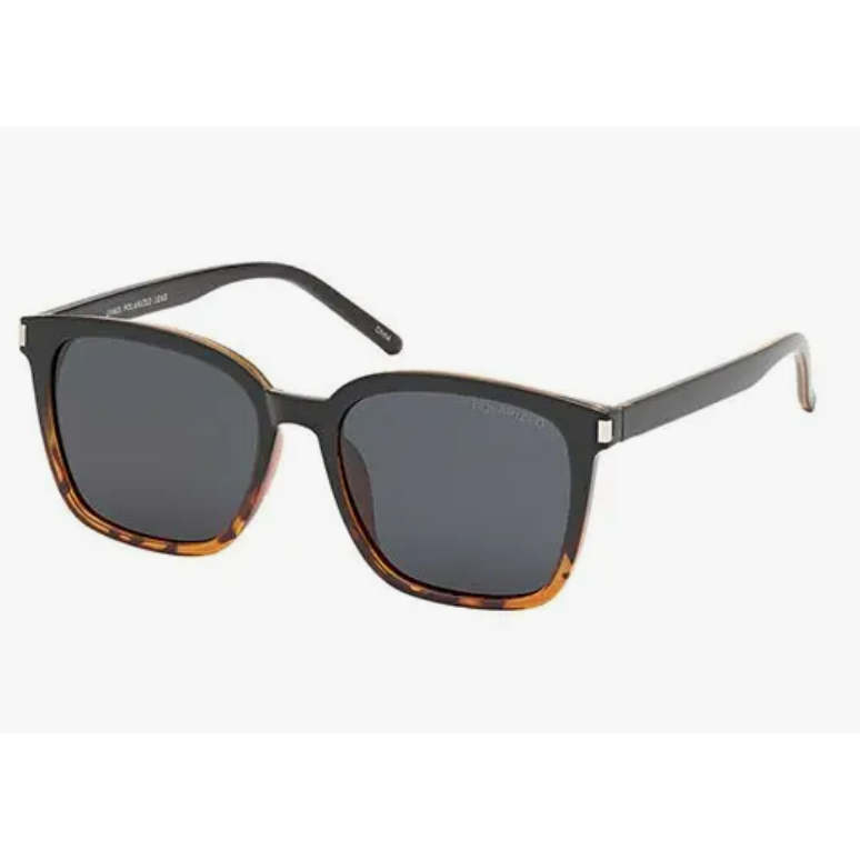 Polarized Sunglasses - Black/Tortoise Frame with Smoke Lens - 7893