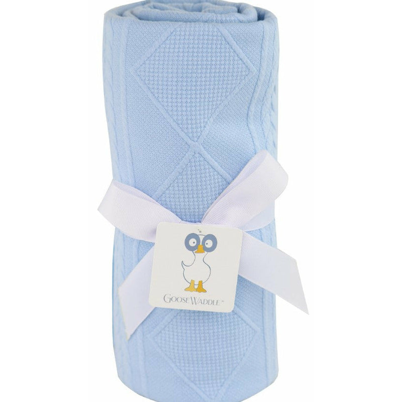 Knit Baby Blanket - Blue