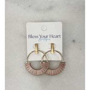 Thread Wrapped Circle Earrings - Blush