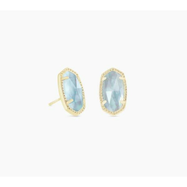 KENDRA SCOTT ELLIE STUD EARRINGS GOLD LIGHT BLUE ILLUSION