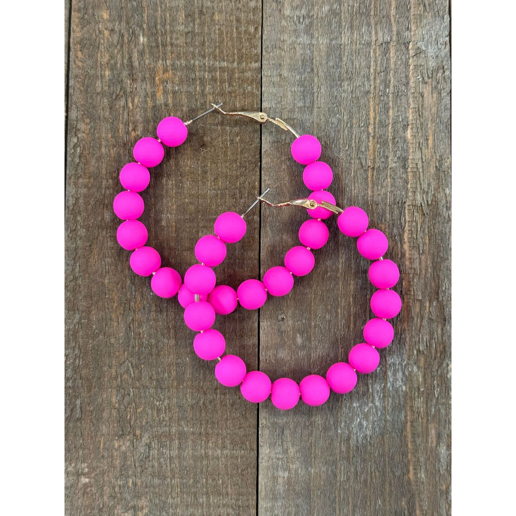Clay Ball Earrings - Hot Pink
