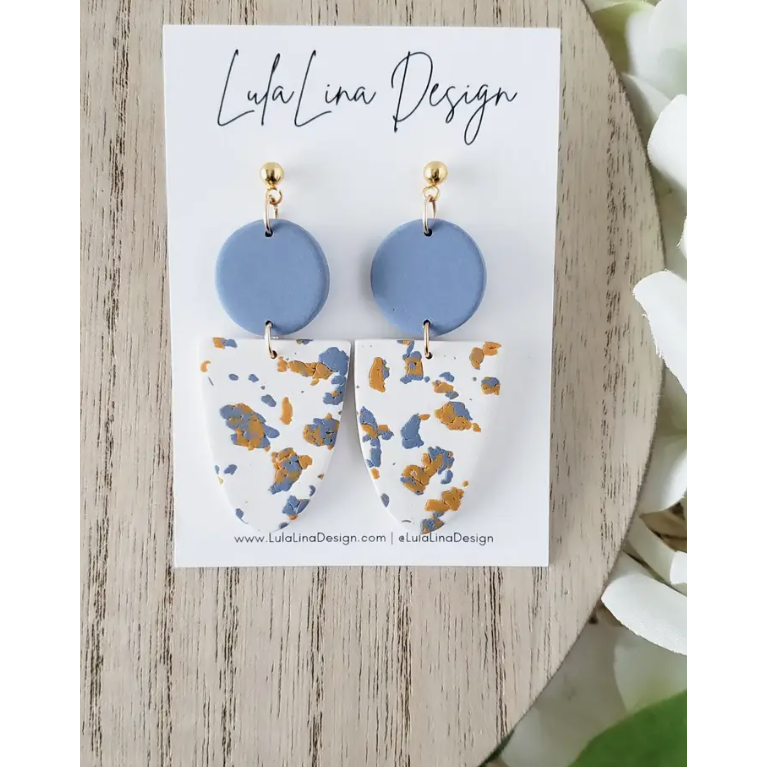 Bridget Clay Spring Blue and White Boho Floral Earring