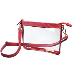 Clear Small Crossbody - Red and Gold Accents