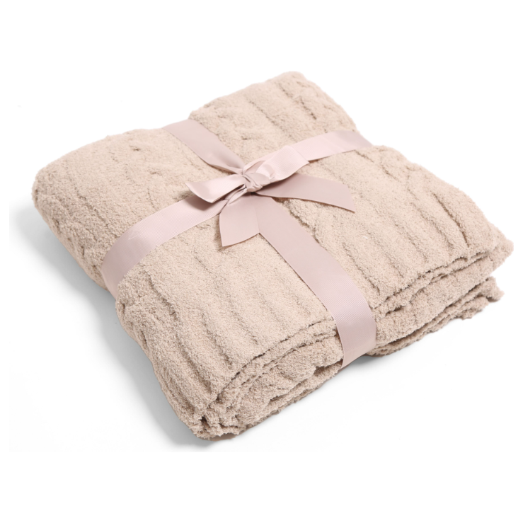Cable Knit Blanket - Beige