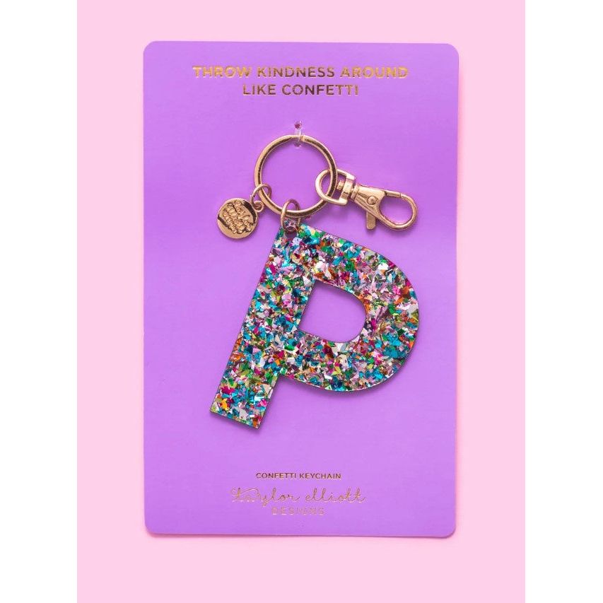 Confetti Letter Keychain - P