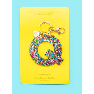 Confetti Letter Keychain - Q