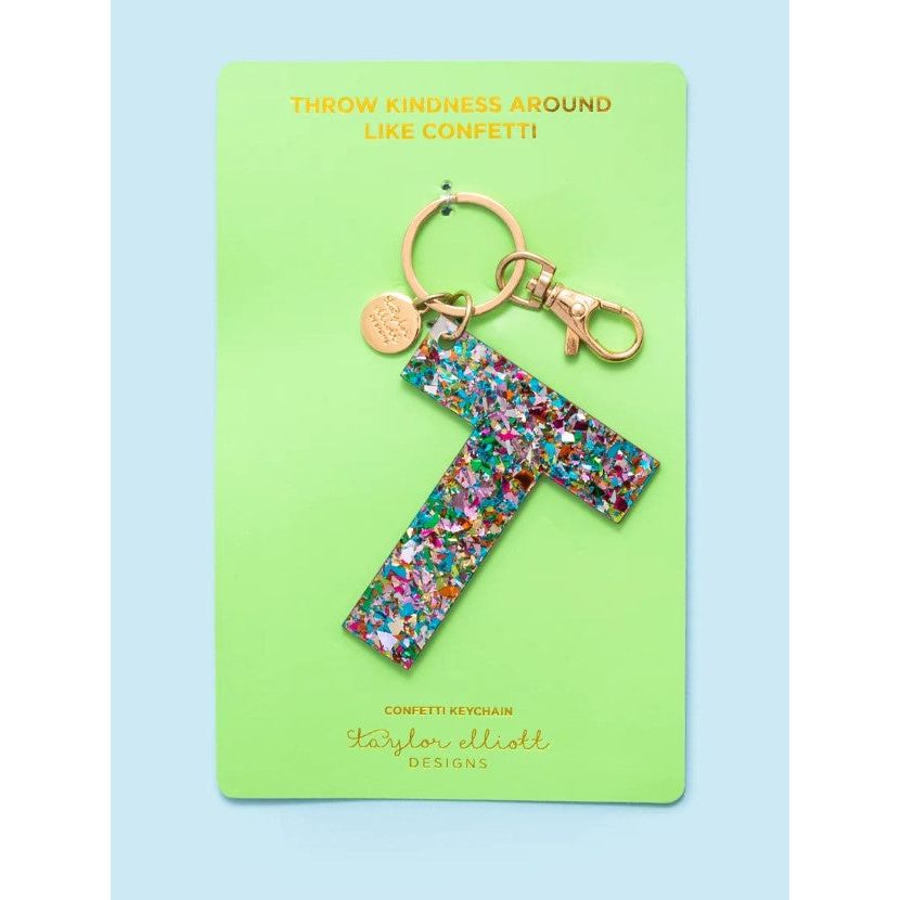 Confetti Letter Keychain - T