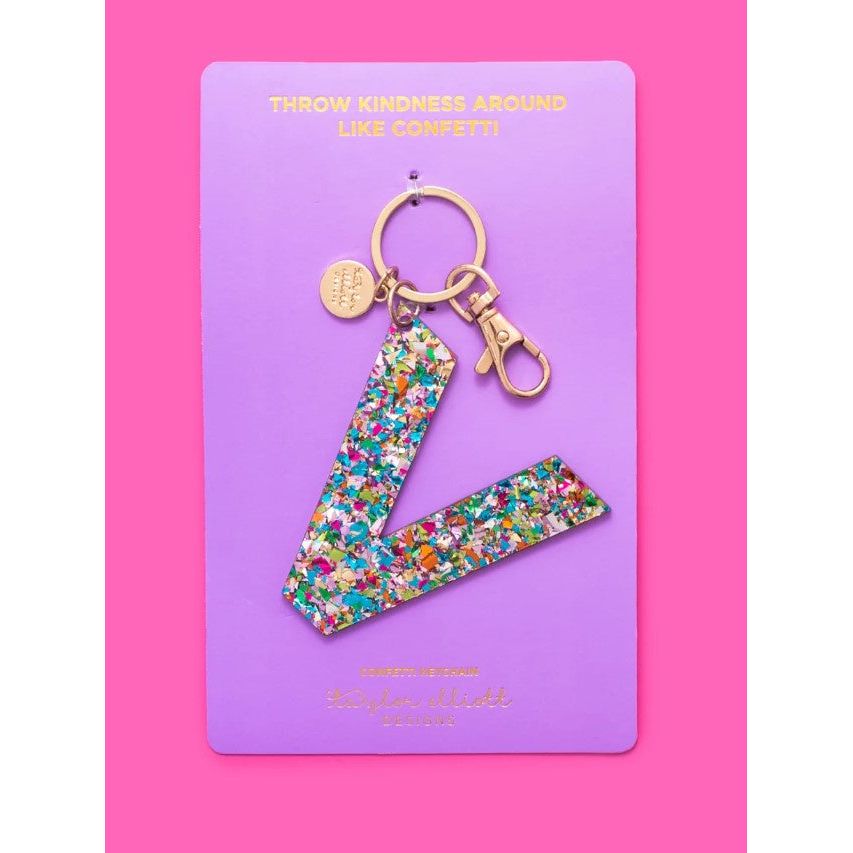 Confetti Letter Keychain - V