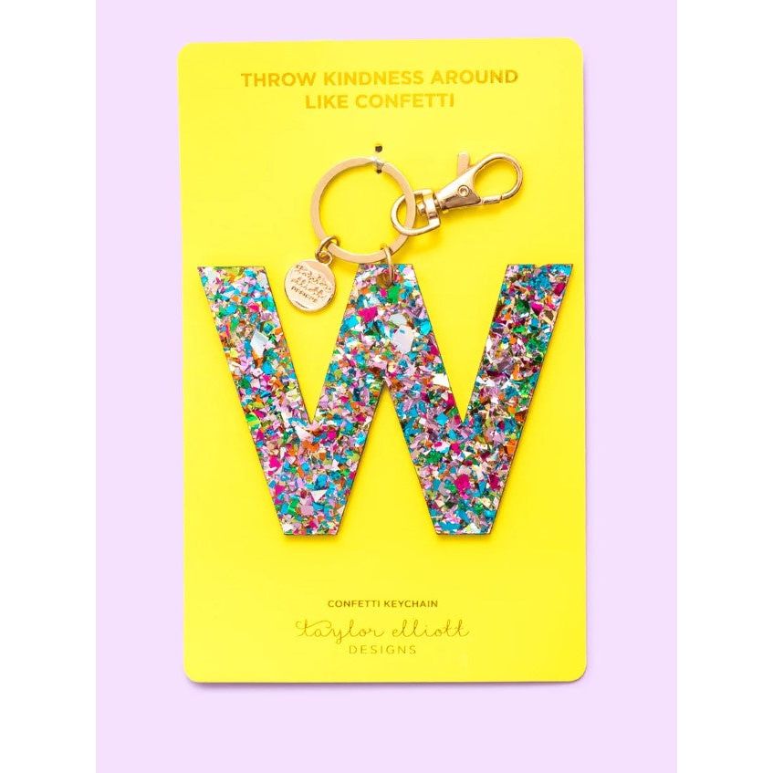 Confetti Letter Keychain - W