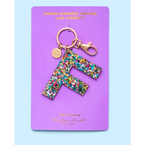 Confetti Letter Keychain - F