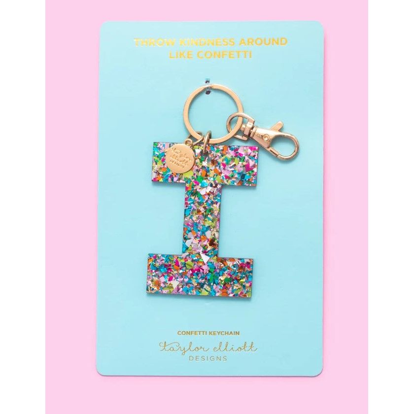 Confetti Letter Keychain - I