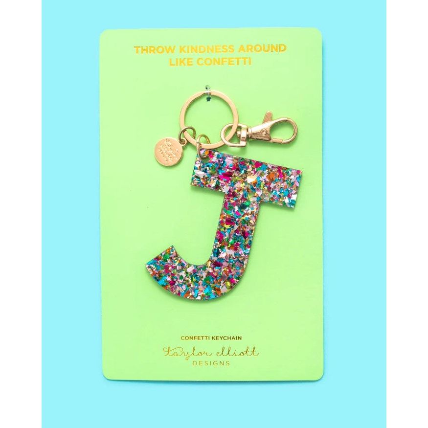 Confetti Letter Keychain - J