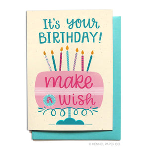 Birthday Card - Make a Wish Cake