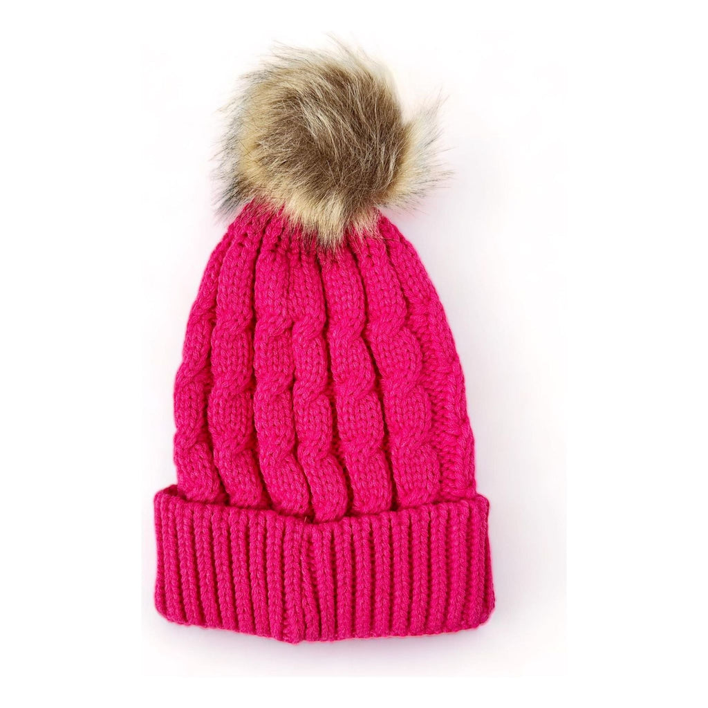 Emma Pom Knitted Hat - Raspberry