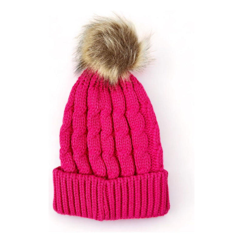 Emma Pom Knitted Hat - Raspberry