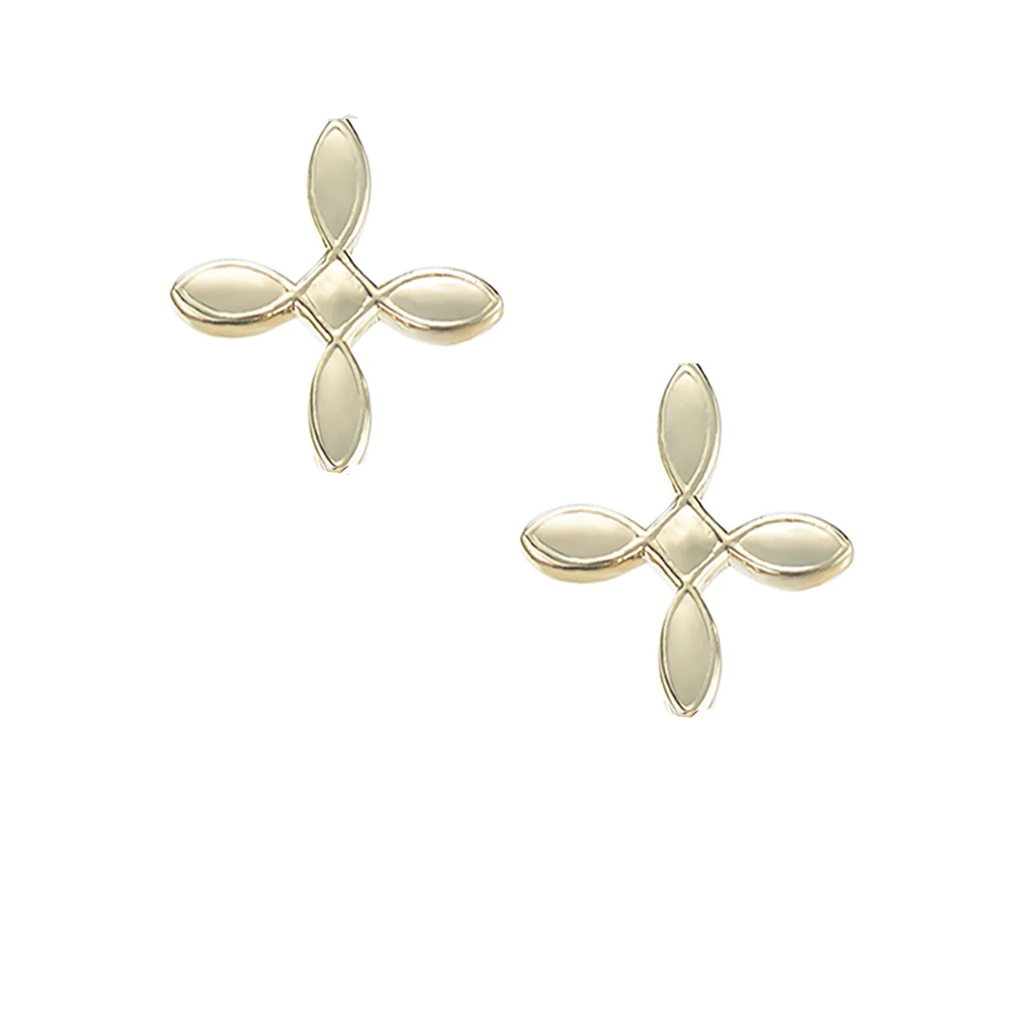 Natalie Wood Enamel Cross Stud Earrings - Gold