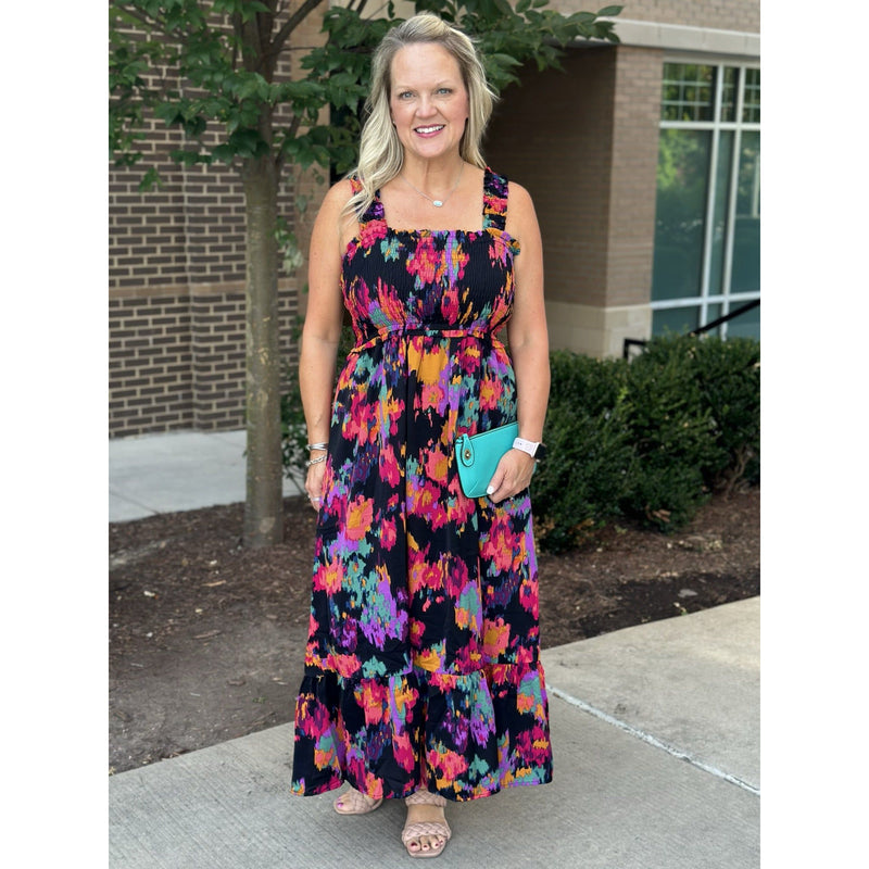 Dakota Abstract Print Maxi Dress - Black