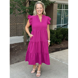 Constance Tiered Midi Dress - Violet