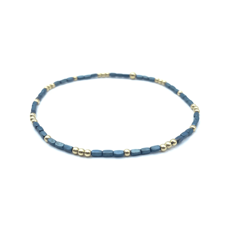 Erin Gray Harbor Waterproof Blue & Gold Filled Harbor Bracelet, 2 mm