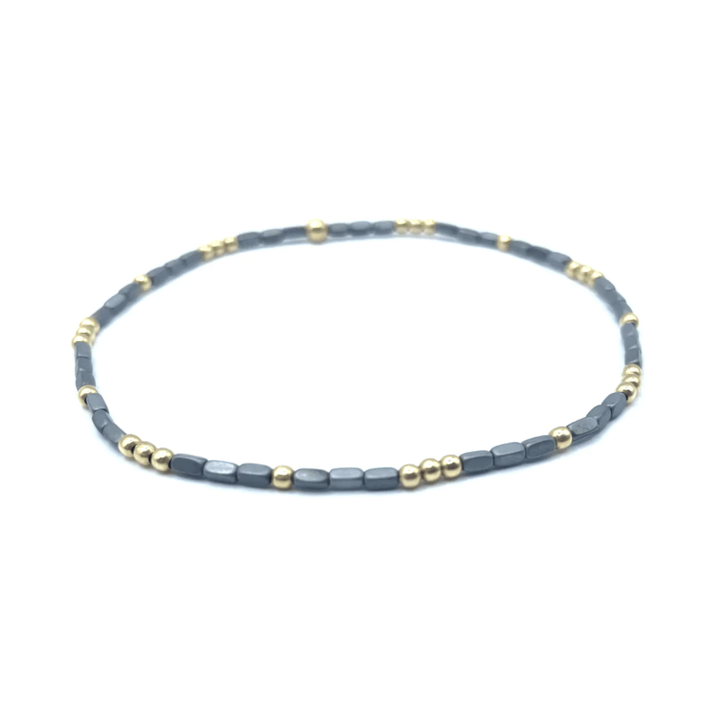 Erin Gray Harbor Waterproof Dark Gray & Gold Filled Harbor Bracelet, 2 mm