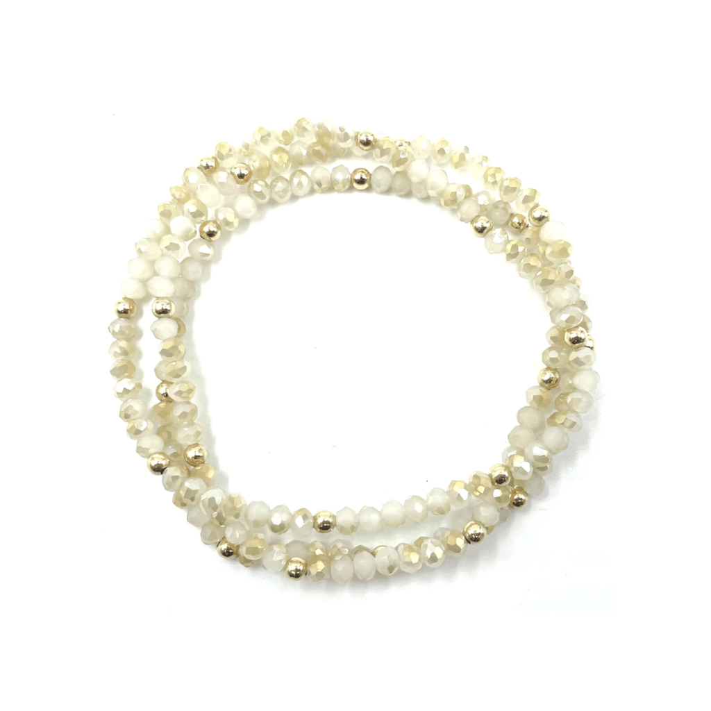 Erin Gray OG Shimmer Bracelet Stack in Winter White & Gold Filled