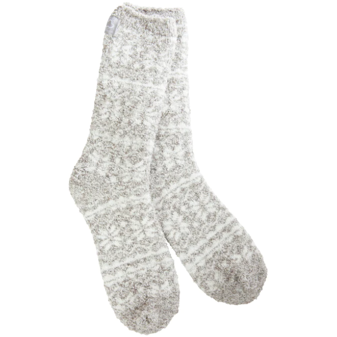 Holiday Cozy Winter Crew Sock  - Fair Isle Silver