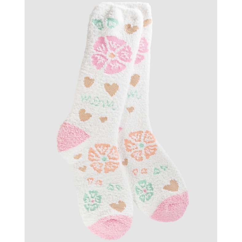 Spring Cozy Crew Sock - Floral Heart Mom
