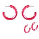 Metal Coated Hoop Earrings - Fuschia