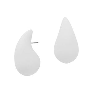 Geo Teardrop Colored Post Earrings - White