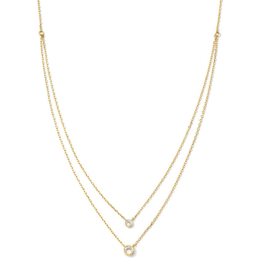Double Layer Appeal Framed CZ Necklace - Gold