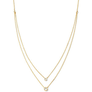 Double Layer Appeal Framed CZ Necklace - Gold