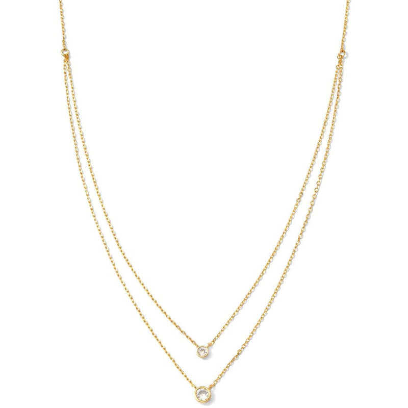 Double Layer Appeal Framed CZ Necklace - Gold