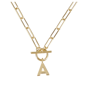 Natalie Wood Gold Toggle Initial Necklace - A