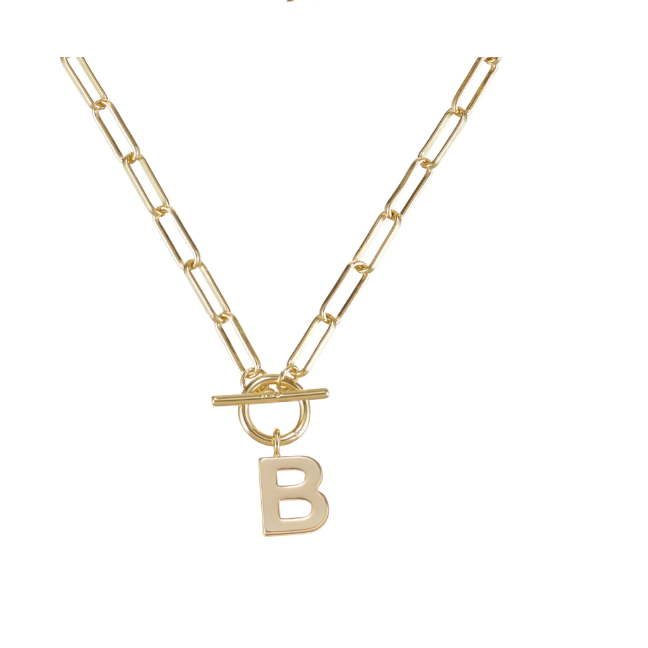 Natalie Wood Gold Toggle Initial Necklace - B