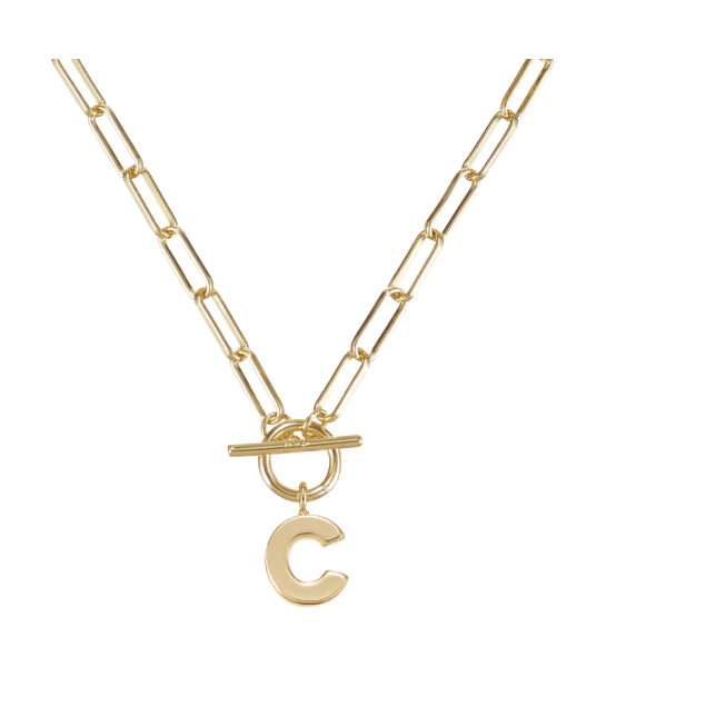 Natalie Wood Gold Toggle Initial Necklace - C