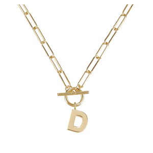 Natalie Wood Gold Toggle Initial Necklace - D