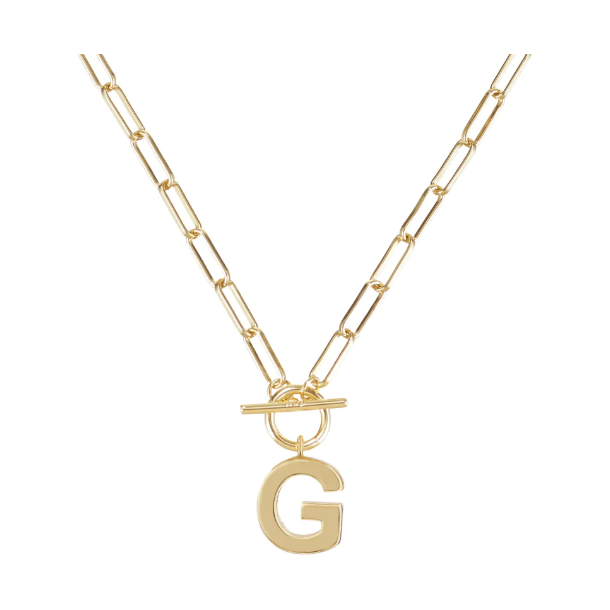 Natalie Wood Gold Toggle Initial Necklace - G