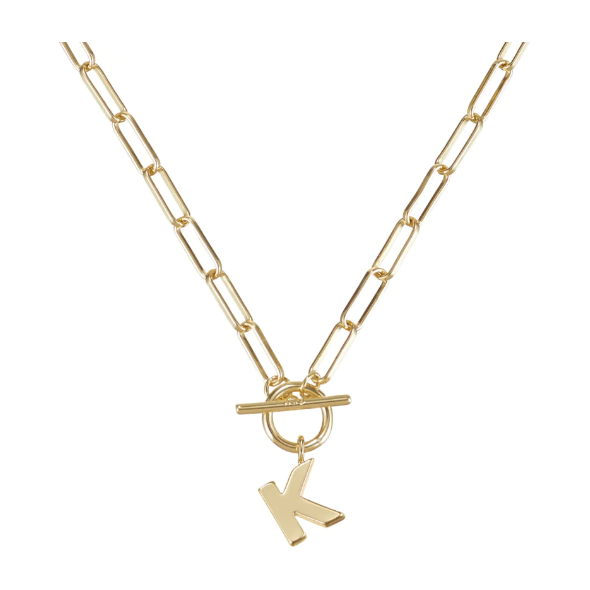Natalie Wood Gold Toggle Initial Necklace - K