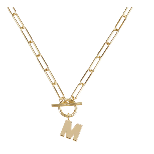 Natalie Wood Gold Toggle Initial Necklace - M