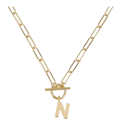Natalie Wood Gold Toggle Initial Necklace - N
