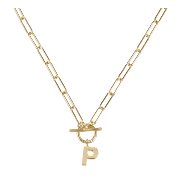 Natalie Wood Gold Toggle Initial Necklace - P