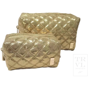 TRVL Design Luxe Duo Dome Bag Set - Quilted Gold Metallic (Set of Two)