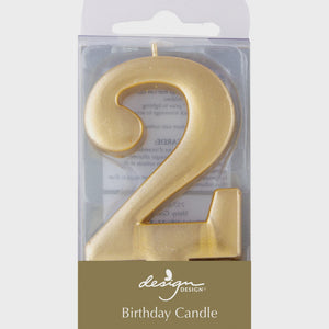 Gold Metallic Number Candle - 2