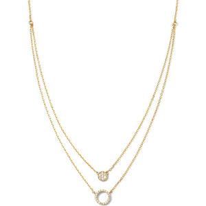 Round Pave Double Appeal Necklace - Gold
