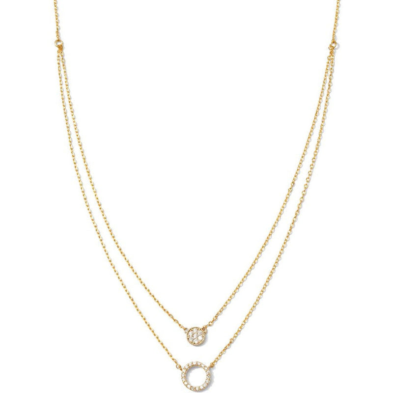 Round Pave Double Appeal Necklace - Gold