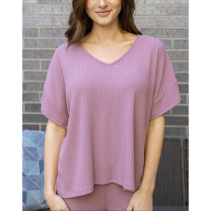 Grace and Lace Coziest Dolman Lounge Top - Dark Lilac