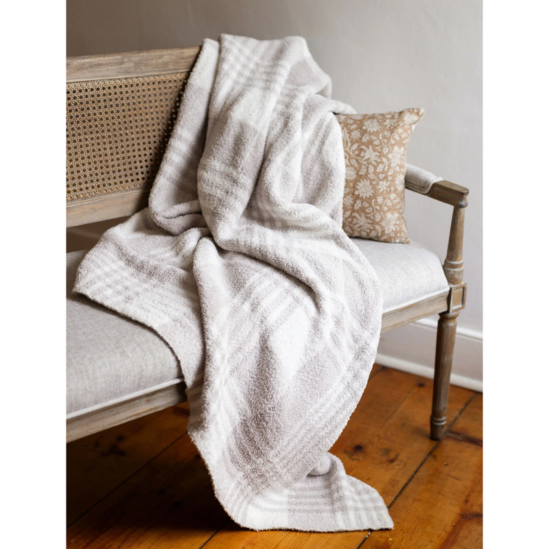 Grace and Lace Cozy Cloud Blanket - Neutral Plaid