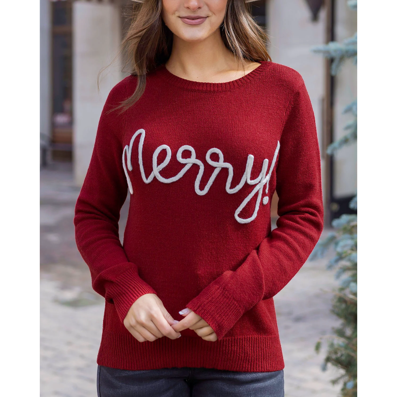 Grace and Lace Festive Holiday Sweater - Merry
