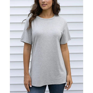 Grace and Lace Girlfriend Fit Tee - Light Heathered Grey