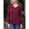 Grace and Lace Ribbed Long Sleeve Top - Wine